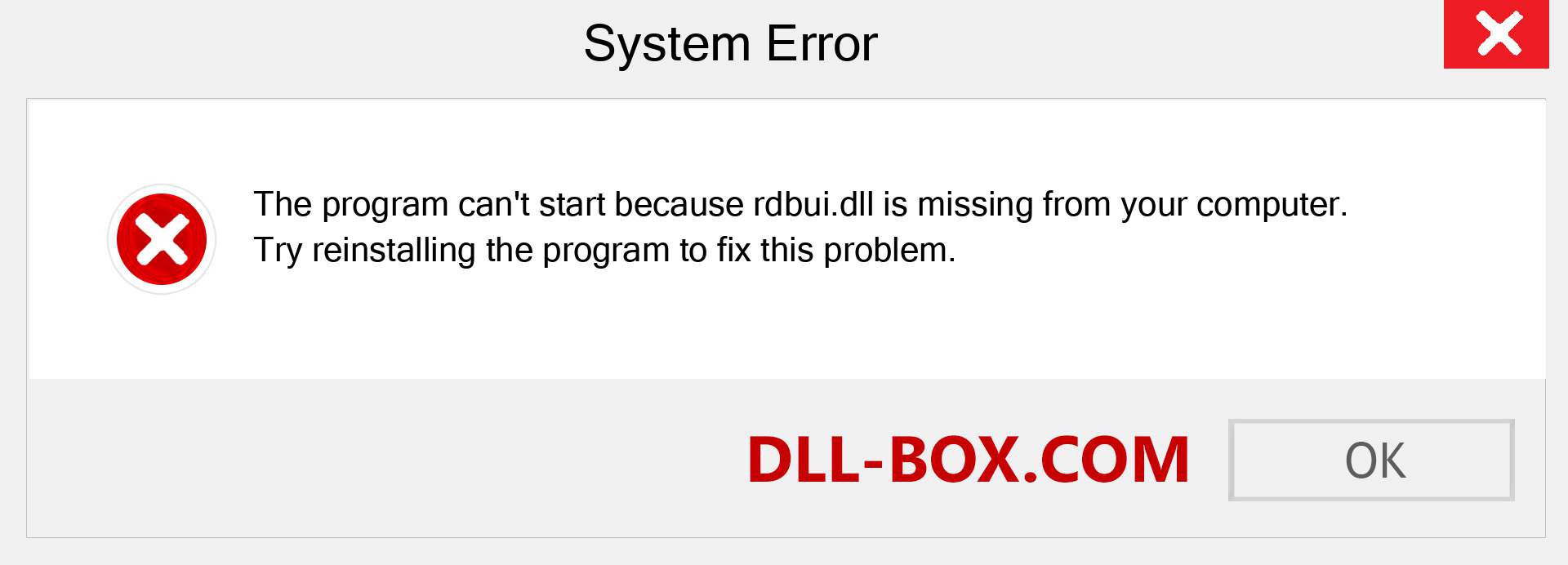  rdbui.dll file is missing?. Download for Windows 7, 8, 10 - Fix  rdbui dll Missing Error on Windows, photos, images